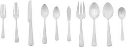 AmazonBasics 45-Piece Stainless Steel Flatware Set with Square Edge, Service for 8