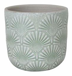 Amazon Brand – Stone & Beam Small Fan-Embossed Planter, 4.3