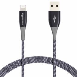 AmazonBasics Double Nylon Braided USB A Cable with Lightning Connector - Premium Collection, MFi Certified iPhone Charger