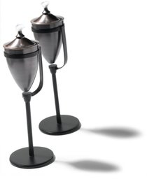 Strathwood Bronze-Finish Table Torch with Iron Stand, Set of 2