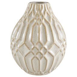 Amazon Brand – Stone & Beam Modern Decorative Ceramic Vase Decor With Geometric Pattern, 7.7 Inch Height, White