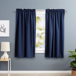 AmazonBasics Heat Insulating Blackout Curtain, 2 Pieces, 117 x 137cm (WxL), Navy Blue