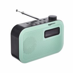 AmazonBasics Radio DAB/FM portable, écran monochrome et Bluetooth, Radio-réveil - Vert