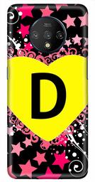 Amazon Brand - Solimo Designer Heart Pattern Alphabet-D 3D Printed Hard Back Case Mobile Cover for OnePlus 7T