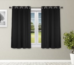 Amazon Brand - Solimo Room Darkening Blackout Window Curtain, 5 Feet - Set of 2 (Black)