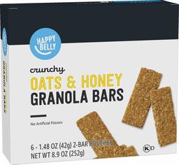 Amazon Brand - Happy Belly Crunchy Oats & Honey Granola Bars, 6 Count