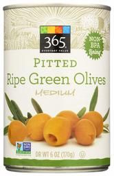 365 Everyday Value, Pitted Ripe Green Olives, Medium, 6 oz