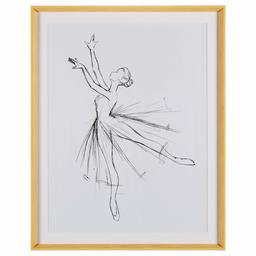 Amazon Brand – Rivet Modern Sketch of Ballet Dancer on White Background Framed Wall Art Home Decor - 39.42 x 31.42 x 2.27 Inch, Maple