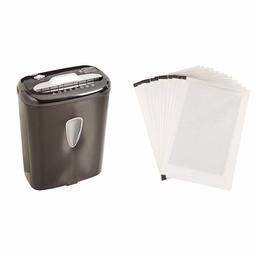 AmazonBasics 6-Sheet High-Security Micro-Cut Paper and Credit Card Shredder & Shredder Sharpening & Lubricant Sheets - Pack of 12