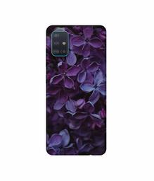 Amazon Brand - Solimo Designer Purple Flowers 3D Printed Hard Back Case Mobile Cover for Samsung Galaxy A51