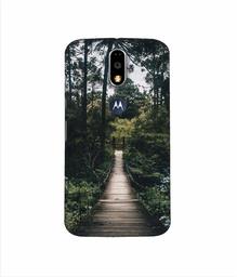 Amazon Brand - Solimo Designer Wooden Bridge 3D Printed Hard Back Case Mobile Cover for Motorola Moto G4 Plus (with Logo Cut)