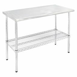 AmazonCommercial Heavy-Duty Stainless Steel Top Work Table, NSF Certified, 49.4