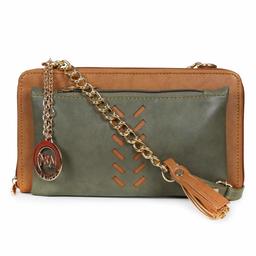 Nia & Nicole Women's Sling Bag (Tan, Green)