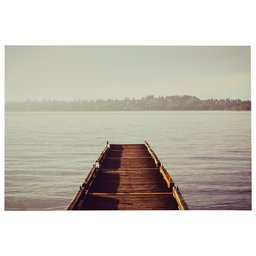 Amazon Brand – Rivet Wooden Dock at The Lake Canvas Print Wall Art, 45