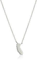 Sterling Silver Stationed Mini State California Pendant Necklace, 16