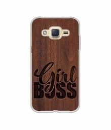 Amazon Brand - Solimo Designer Girl Boss On Wood UV Printed Soft Back Case Mobile Cover for Samsung Galaxy J2