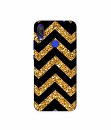 Amazon Brand - Solimo Designer Golden Zik Zak Pattern 3D Printed Hard Back Case Mobile Cover for Xiaomi Redmi Note 7 Pro