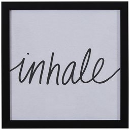 Amazon Brand – Stone & Beam Modern Black and White Inhale Word Art in Black Frame, 14