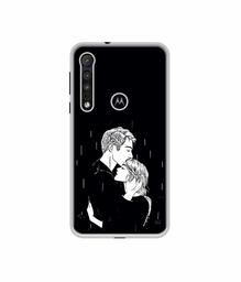 Amazon Brand - Solimo Designer Couples Standing in Rain UV Printed Soft Back Case Mobile Cover for Motorola One Macro