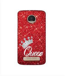 Amazon Brand - Solimo Designer Queen On Red Glitter 3D Printed Hard Back Case Mobile Cover for Motorola Moto Z Play