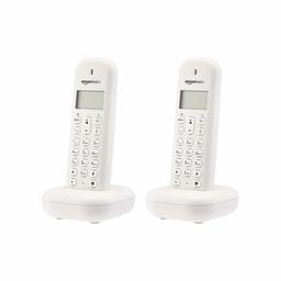 AmazonBasics 2 Telefono Domestico Cordless DECT senza segreteria telefonica, bianca - intuitivo da usare