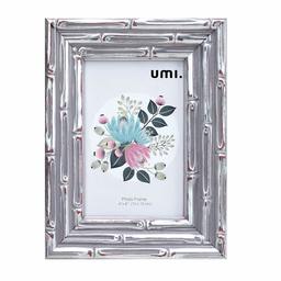 UMI.by Amazon - Cadre Photo Imitation Bambou de 4 po x 6 po (10 x 15 cm), Cadre Photo en Mousse de Protection de l'environnement PS, pour Mur et Support de Bureau (Argent)