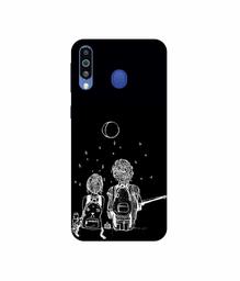 Amazon Brand - Solimo Designer Couples Sitting at Park 3D Printed Hard Back Case Mobile Cover for Samsung Galaxy M21