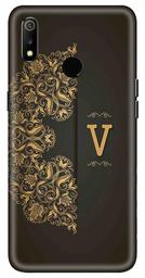 Amazon Brand - Solimo Designer Black Pattern Alphabet-V 3D Printed Hard Back Case Mobile Cover for Realme 3 / Realme 3i