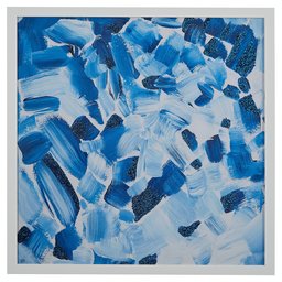 Amazon Brand – Stone & Beam Abstract Hues of Blue, White Wood Frame, 32