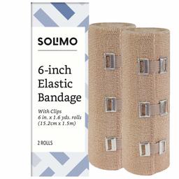 Amazon Brand - Solimo Elastic Bandage with Clips, 6