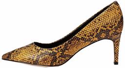 find. Point Toe Mid Heel Court Closed Pumps, Yellow Snake, 3.5 UK