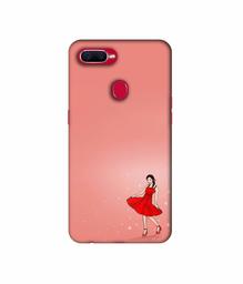 Amazon Brand - Solimo Designer Red Dress Lady 3D Printed Hard Back Case Mobile Cover for Oppo F9