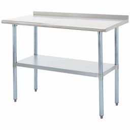 Rockpoint Carmona Tall NSF Stainless-Steel Commercial Kitchen Work Table with Backsplash and Adjustable Shelf, 48 x 24 Inch