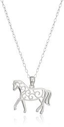 Sterling Silver Filigree Horse Pendant Necklace, 18