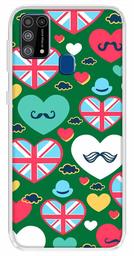 Amazon Brand - Solimo Designer Multicolor Cute Love Green Pattern Design Printed Soft Back Case Mobile Cover for Samsung Galaxy M31