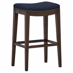 Amazon Brand – Stone & Beam Elden Nailhead-Trim Saddle Kitchen Counter Backless Bar Stool, 30