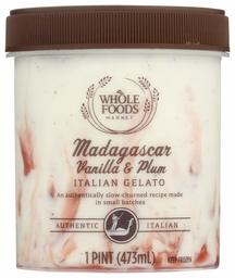 WHOLE FOODS MARKET Madagascar Vanilla & Plum Italian Gelato, 1 PT