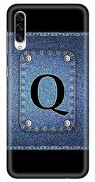 Amazon Brand - Solimo Designer Button Jeans Alphabet-Q 3D Printed Hard Back Case Mobile Cover for Samsung Galaxy A30s