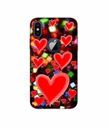 Amazon Brand - Solimo Designer Heart Texture on Glitters 3D Printed Hard Back Case Mobile Cover for Apple iPhone X (Logo Cut)