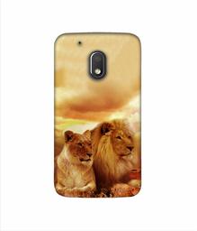 Amazon Brand - Solimo Designer Lion with Lioness 3D Printed Hard Back Case Mobile Cover for Motorola Moto G4 Play