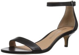 Amazon Brand - 206 Collective Women's Eve Stiletto Heel Dress Sandal-Low Heeled, black leather, 11.5 B US