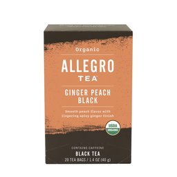 Allegro Tea Organic Ginger Peach Black Tea Bags, 20 Count