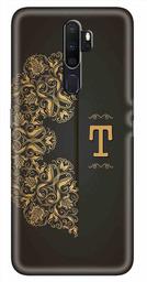 Amazon Brand - Solimo Designer Black Pattern Alphabet-T 3D Printed Hard Back Case Mobile Cover for Oppo A9 (2020)