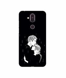 Amazon Brand - Solimo Designer Couples Standing in Rain 3D Printed Hard Back Case Mobile Cover for Nokia 8.1