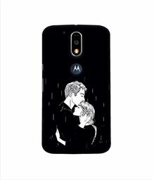 Amazon Brand - Solimo Designer Couples Standing in Rain 3D Printed Hard Back Case Mobile Cover for Motorola Moto G4 Plus (with Logo Cut)