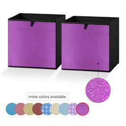 UMI Foldable Storage Cube Bins Container Drawer Organizer,10.5(W) x 10.5(D) x 11(H) inches (Glitter Purple Honeycomb, Set of 2)