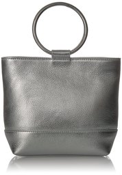 Amazon Brand - The Fix Sienna Mini Lthr Bucket Bag ORing Handle, silver/metallic