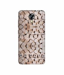 Amazon Brand - Solimo Designer No Hate On Wooden Block 3D Printed Hard Back Case Mobile Cover for Micromax Canvas Xpress 2 E313