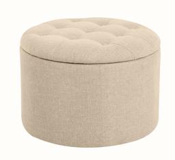 Amazon Brand – Ravenna Home Justin Round Tufted Storage Pouf Ottoman Bench, 24