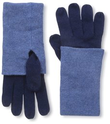 NORTH ELEVEN Women's Cashmere Contrast Cuff Gloves, British Blue/Soft Denim